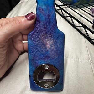 Galaxy Swirl Blue and Purple Kitchen Bottle Opener
